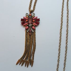 Red and gold stone necklace
